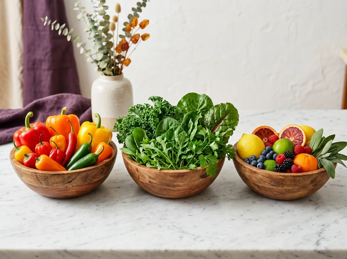 Colourful whole foods supporting everyday wellness - plant extract supplement for active lifestyle
